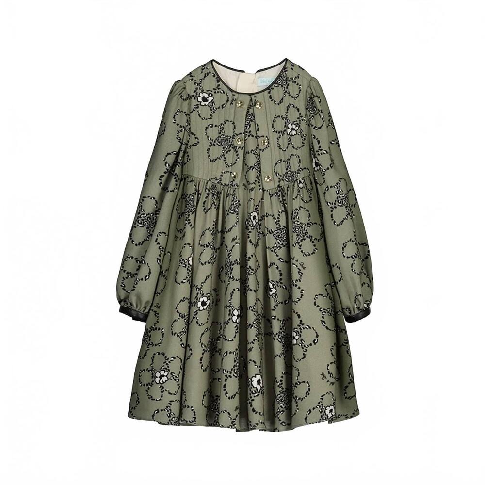 NEW ABEL & LULA girl's bayleaf viscose dress in olive